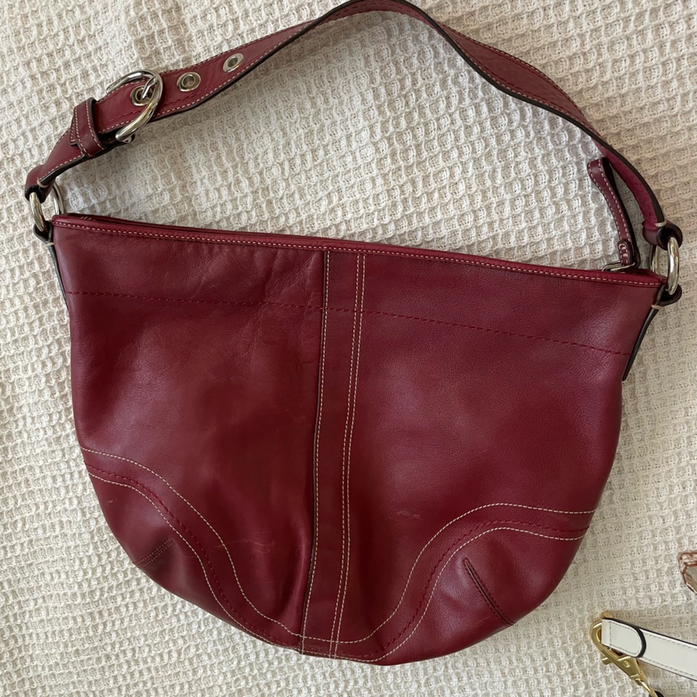 Coach Burgundy Hobo Leather Shoulder Bag - Picture 4 of 16